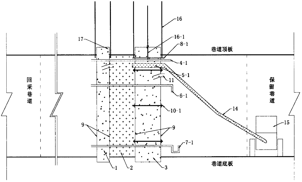 Construction method for pouring airtight partition wall between recovered roadway and reserved roadway