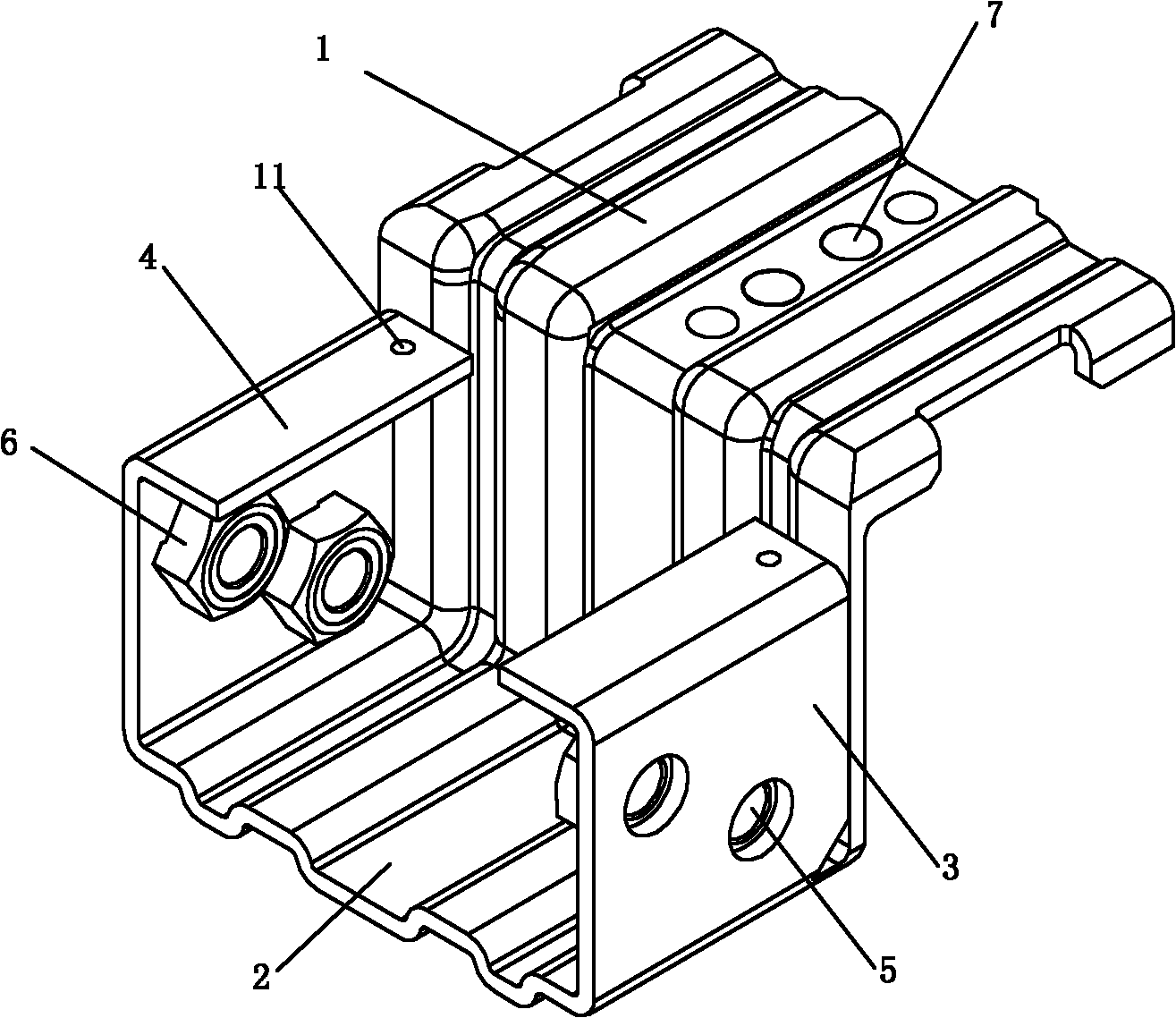 Plate stamping type moving sidewalk pedal supporting seat