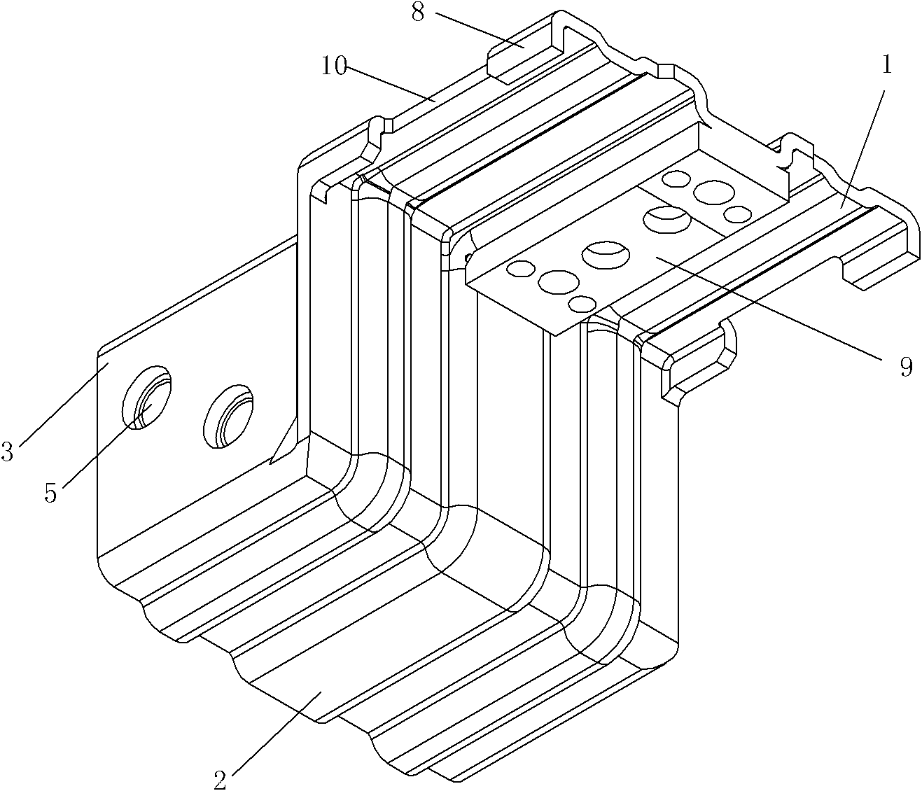 Plate stamping type moving sidewalk pedal supporting seat