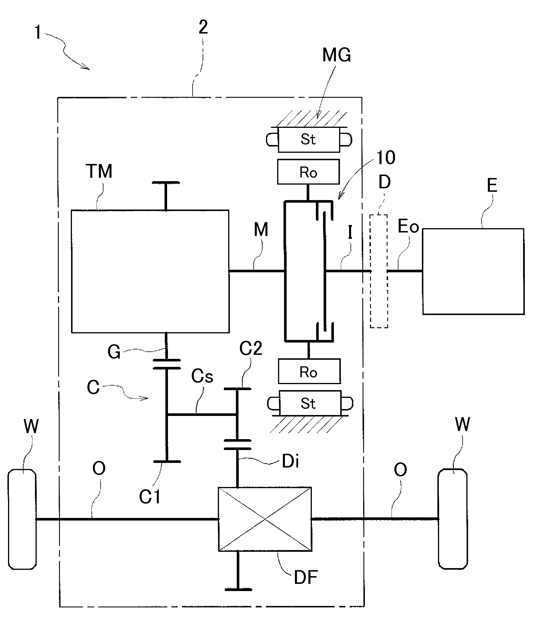 Hybrid drive speed change device