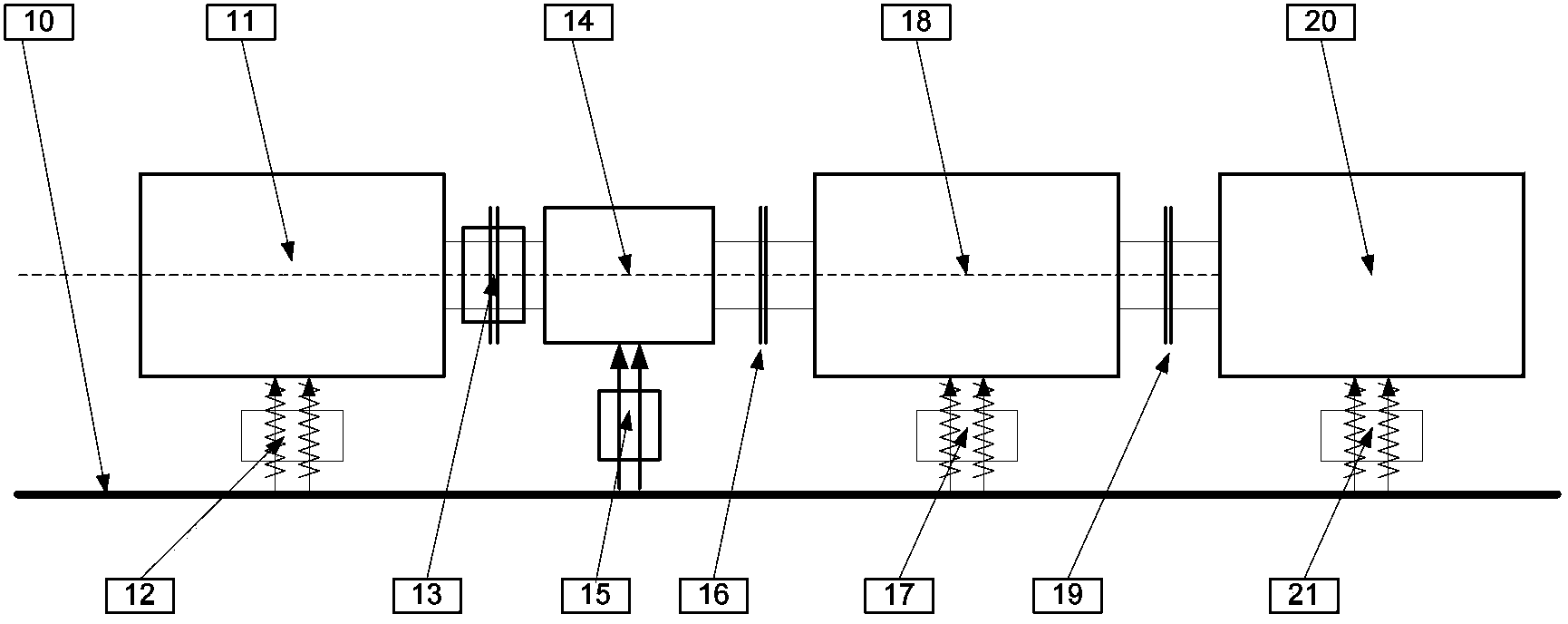 Scale-reduced wind power equipment transmission chain simulated test system supported by rigid-flexible coupling