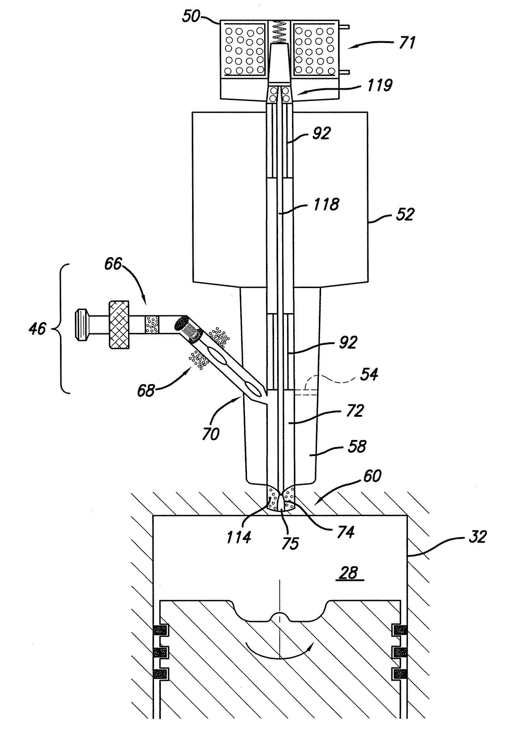 Injector-ignition for an internal combustion engine