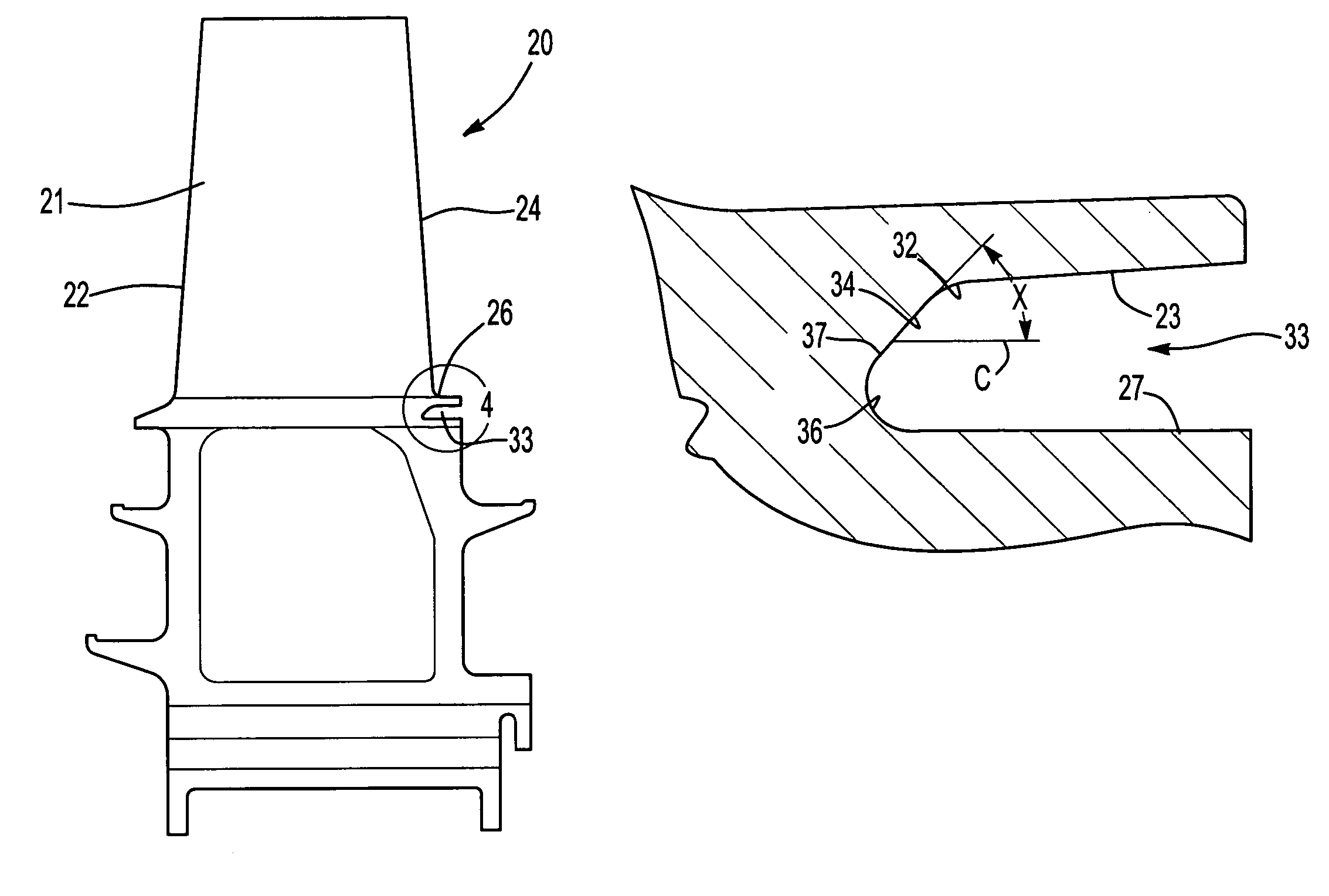 Turbine blade with trailing edge platform undercut