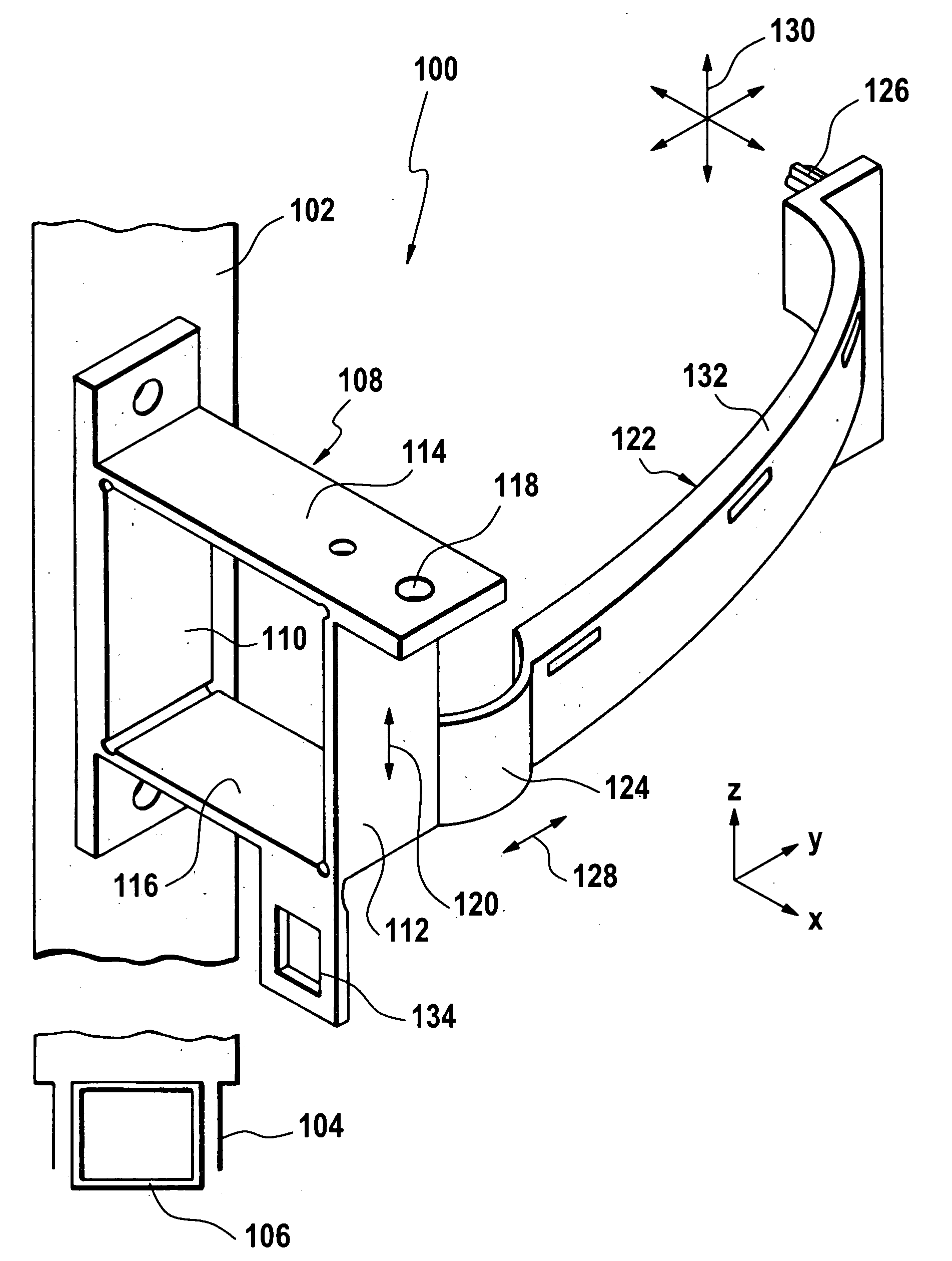 Support for the front module of a motor vehicle and assembly method