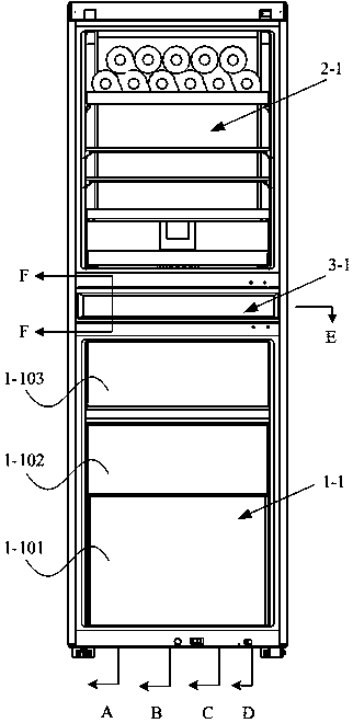 Multi-temperature-zone air cooling wine cabinet