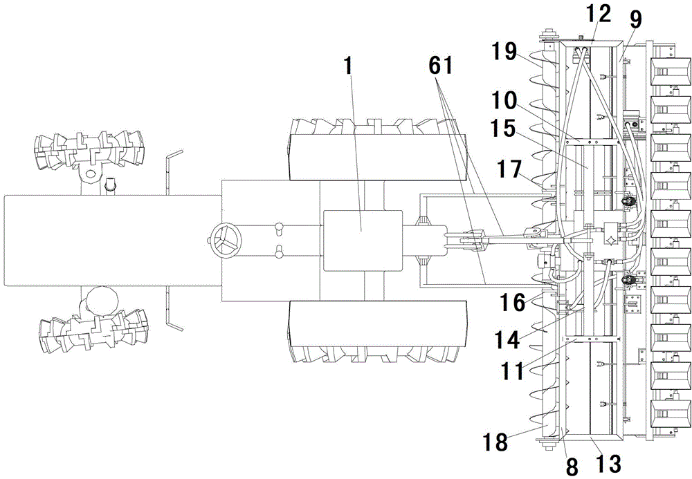 Paddy field direct sowing machine synchronous in covering soil, ditching and ridging powered by wheeled tractor