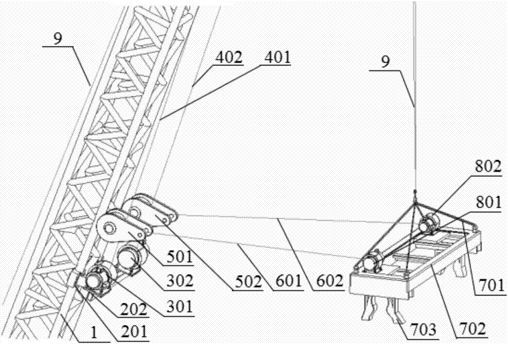 Large commonly-used hoisting stabilizing device and method for restraining heavy objects from swinging and rotating