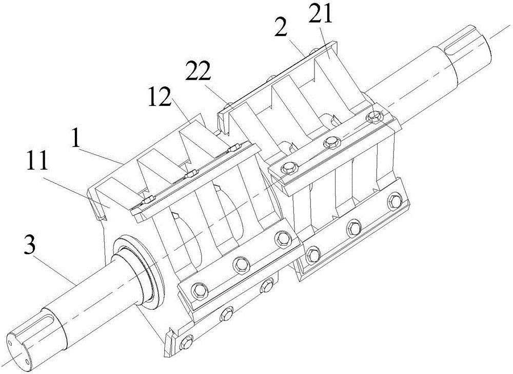 Continuous oblique cutter roller