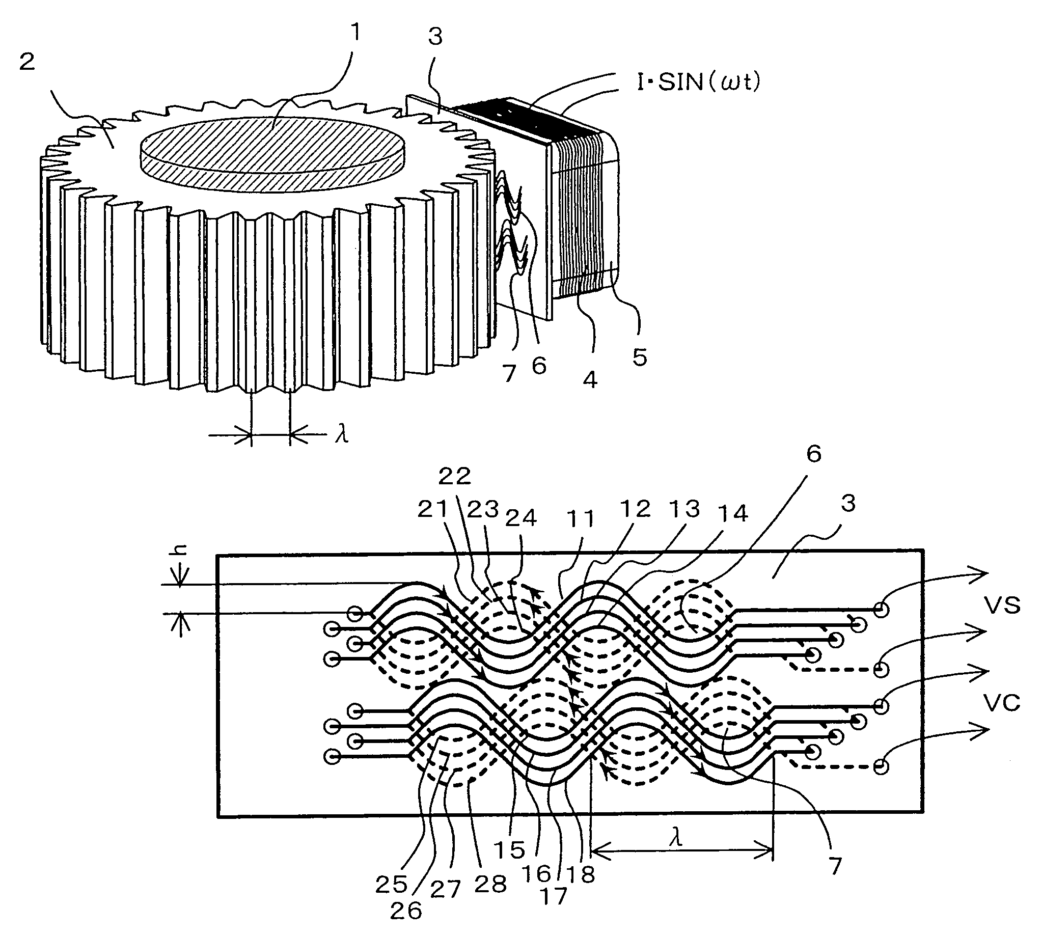 Electromagnetic induction type position sensor