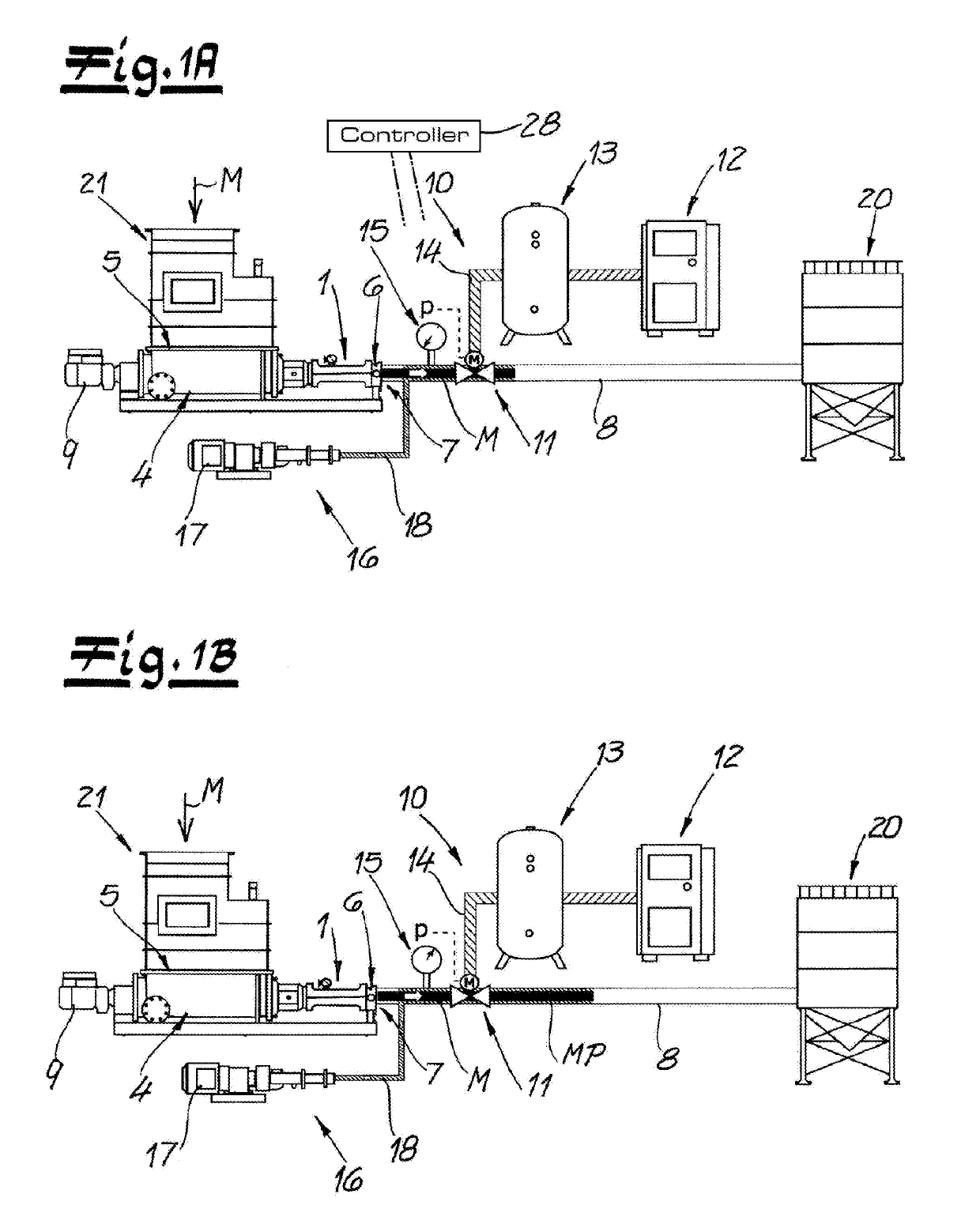 System for conveying pasty material