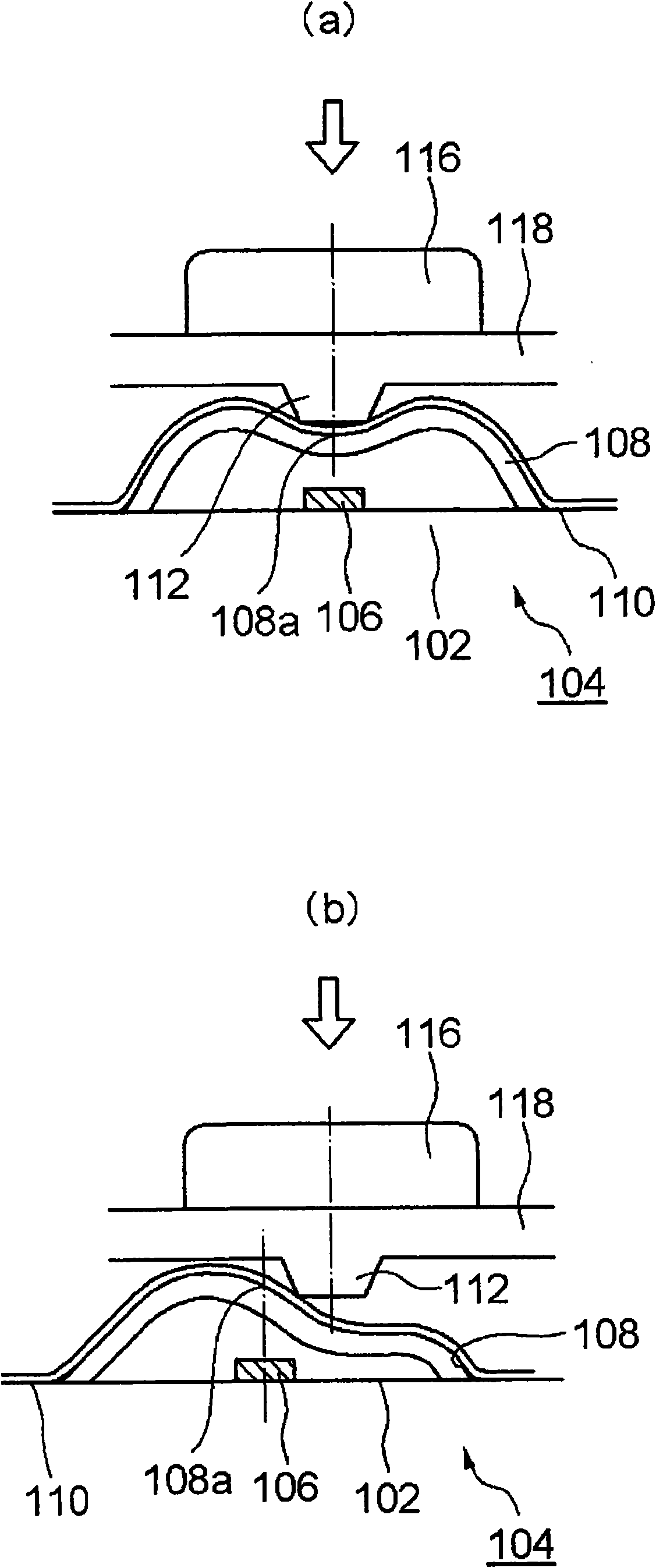 Metal dome sheet with push projection, push-button switch, and method of producing the push bush switch