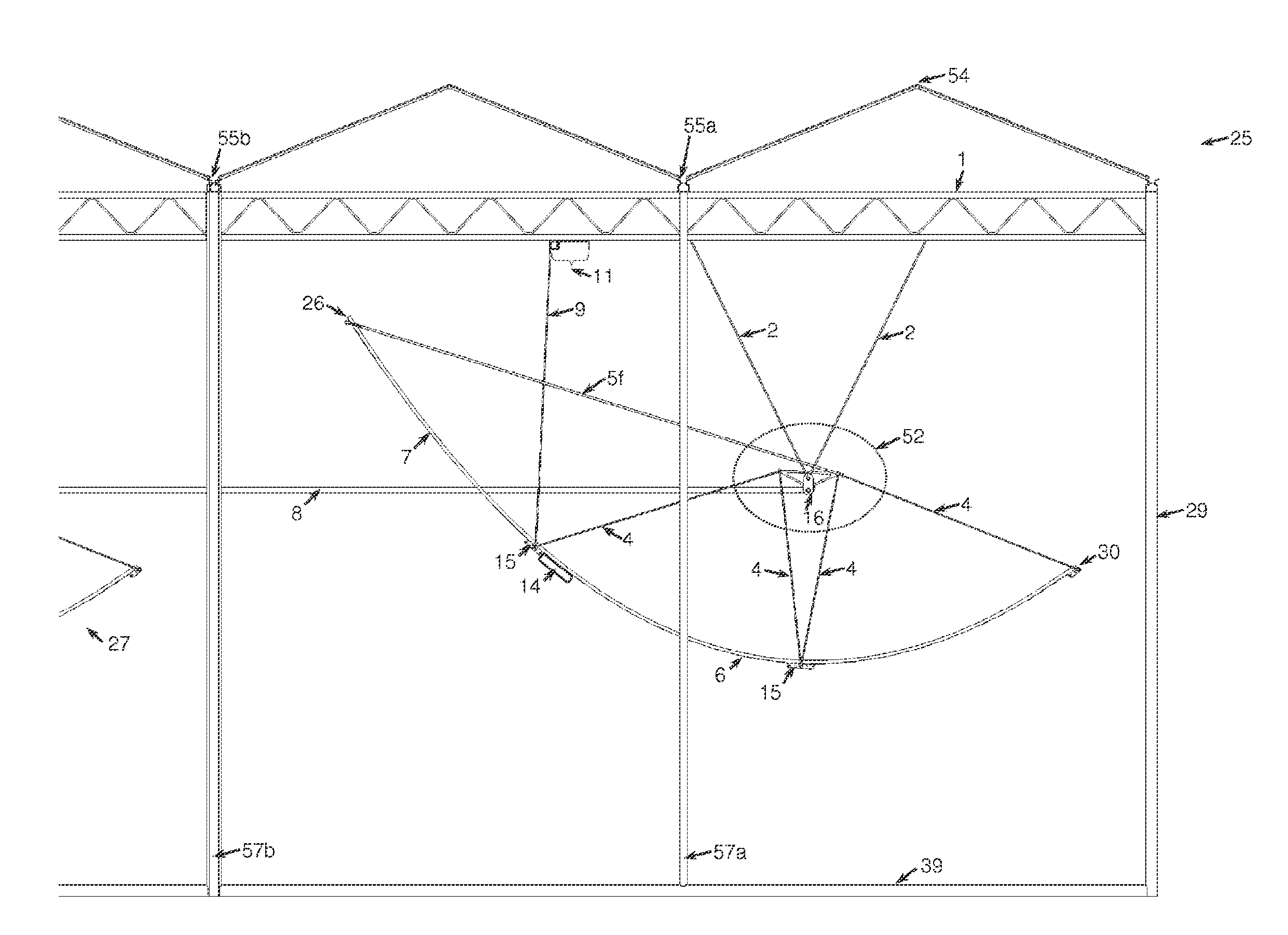 Concentrating solar power with glasshouses