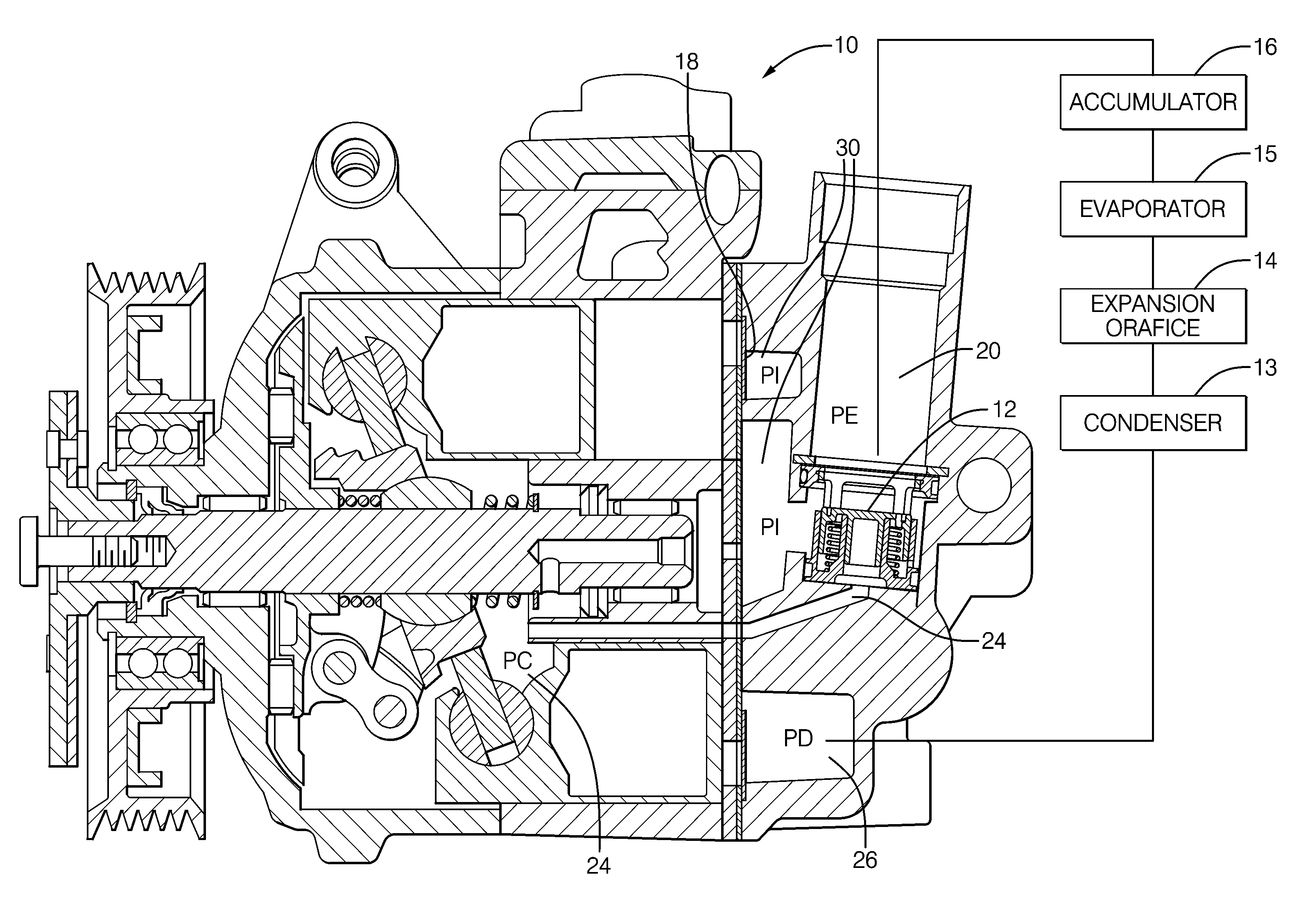 Variable Displacement Compressor With A Compensated Suction Shufoff Valve