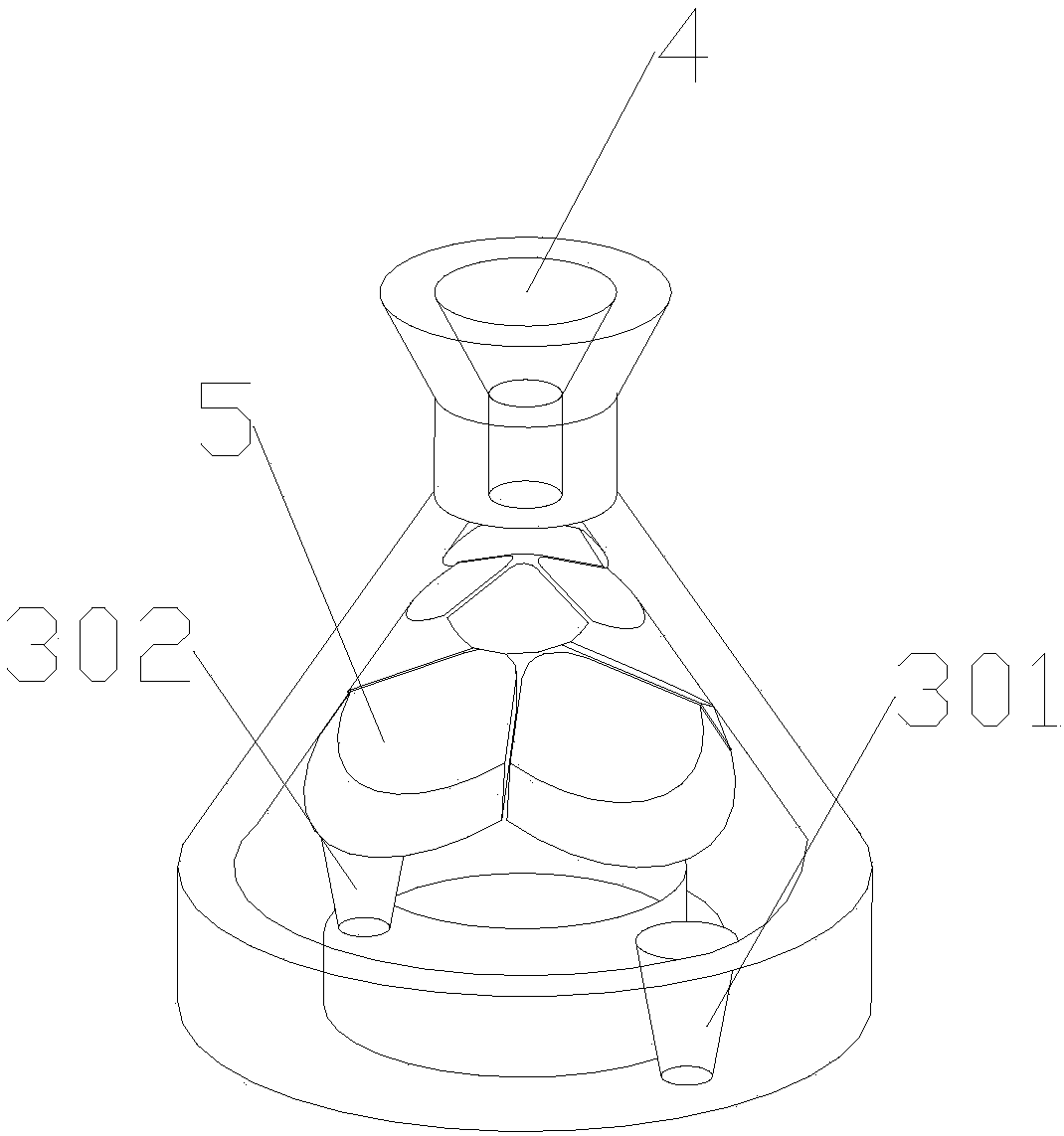 Funnel-shaped valveless piezoelectric pump