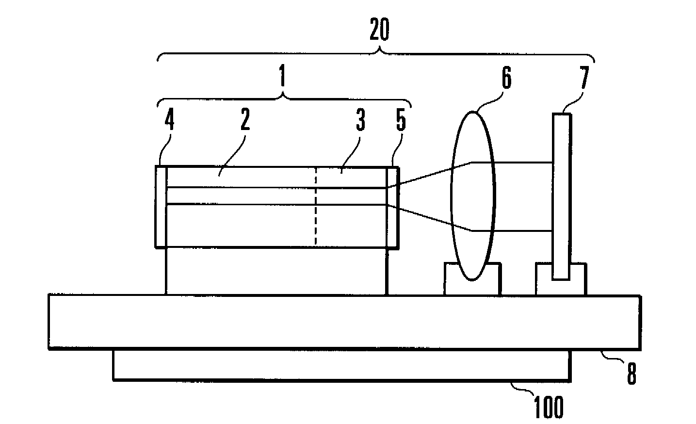 External cavity wavelength tunable laser device and optical output module