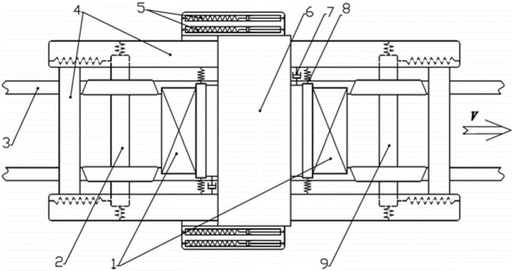 Method for achieving anti-snaking broadband energy absorption mechanism and optimal configuration method for parameters of bogie