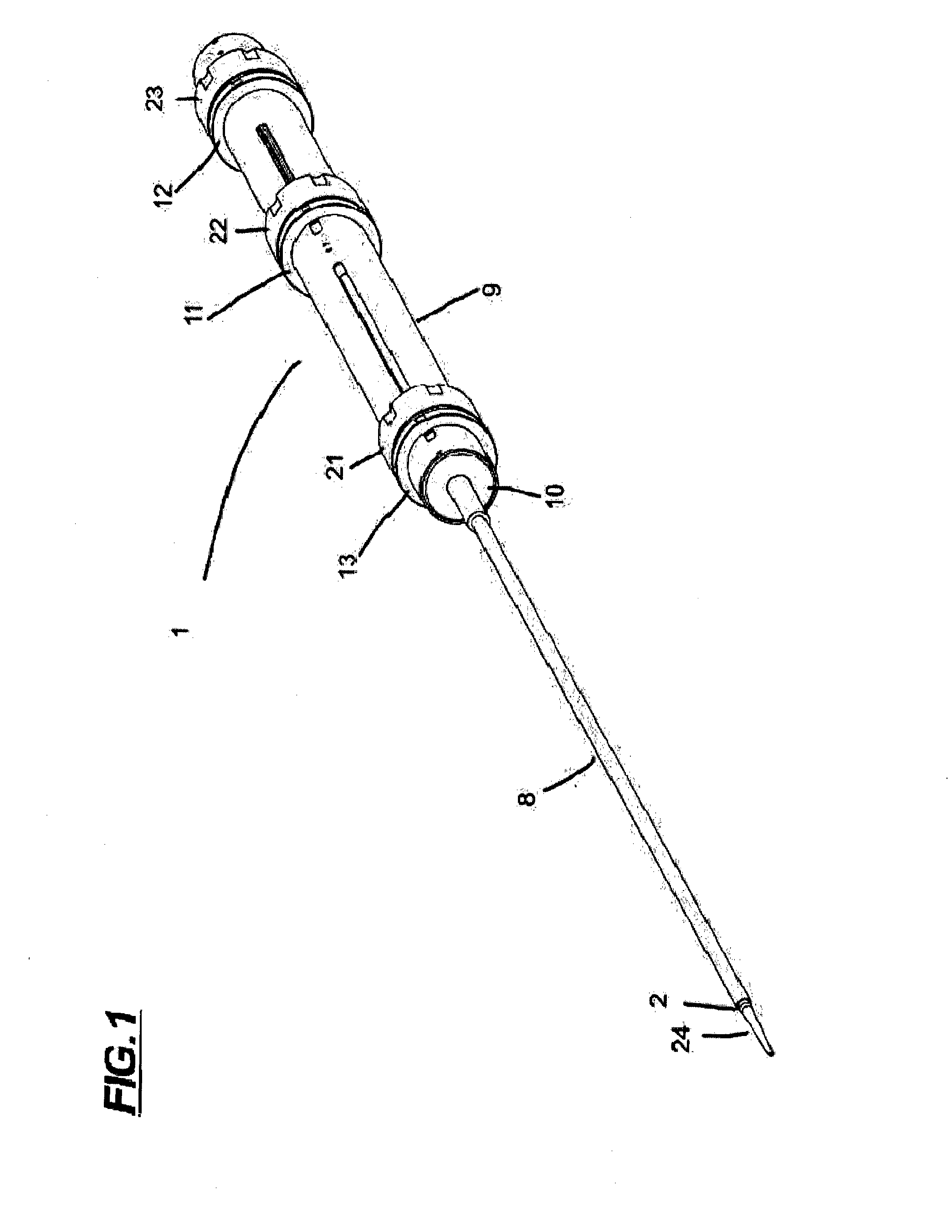 Mechanism for Guiding and or Releasing of an Endoprosthesis with Injured Regions of a Blood Vessel, Applied in Catheter-Like Medical Device