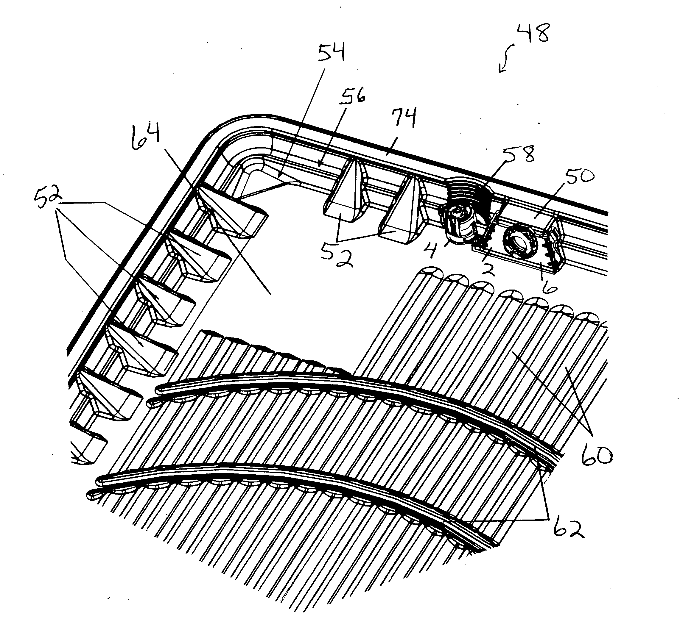 One-piece float switch housing and drain line assembly with condensate collection pan