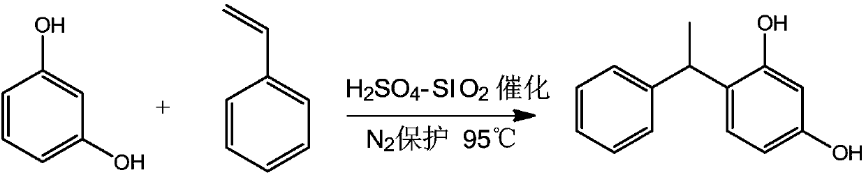 Method for industrially preparing phenethyl resorcinol based on H2SO4-SiO2 solid acid catalyst