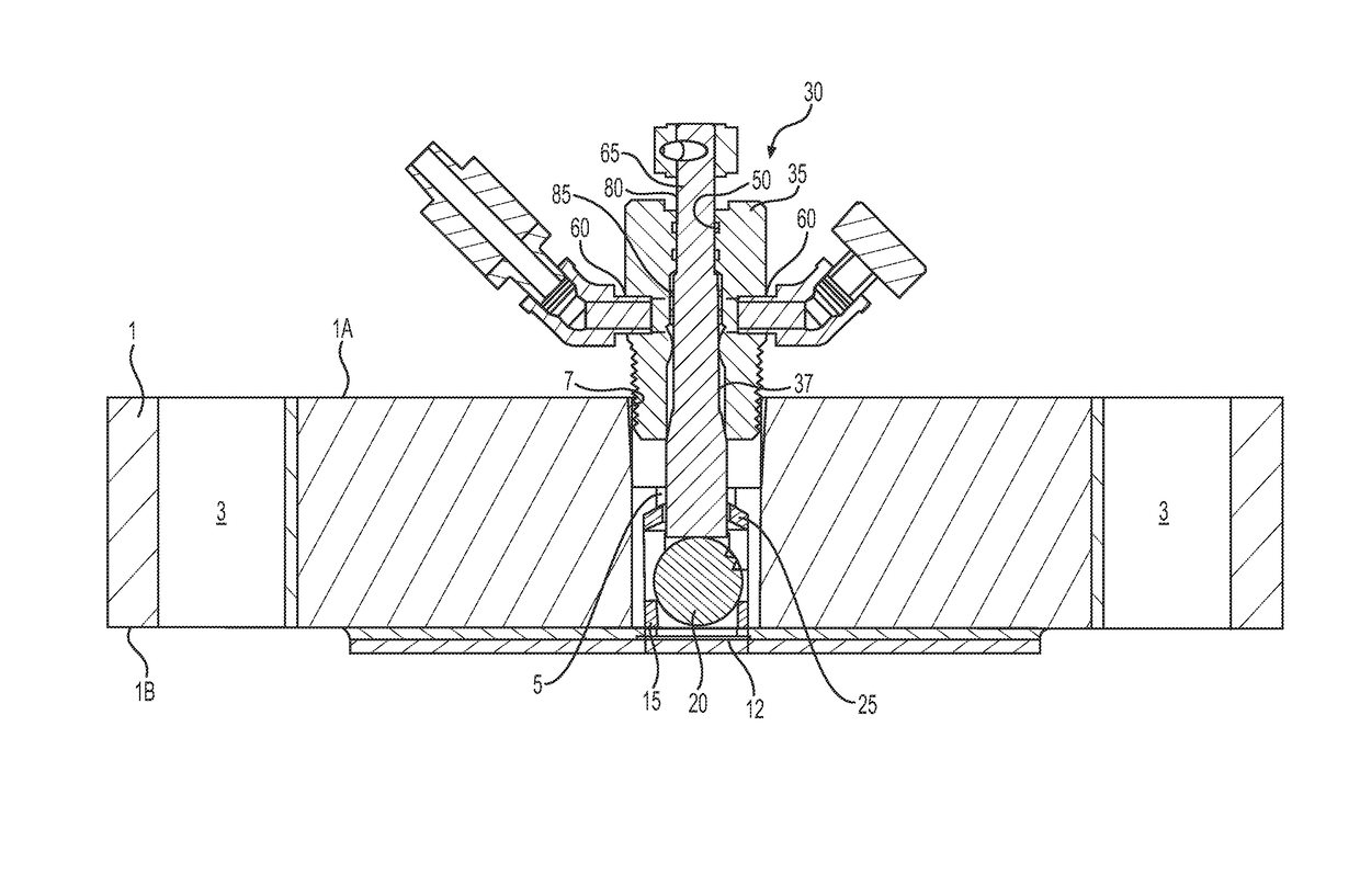 System and method for measuring pressure and removing fluid from behind a flange of pipeline