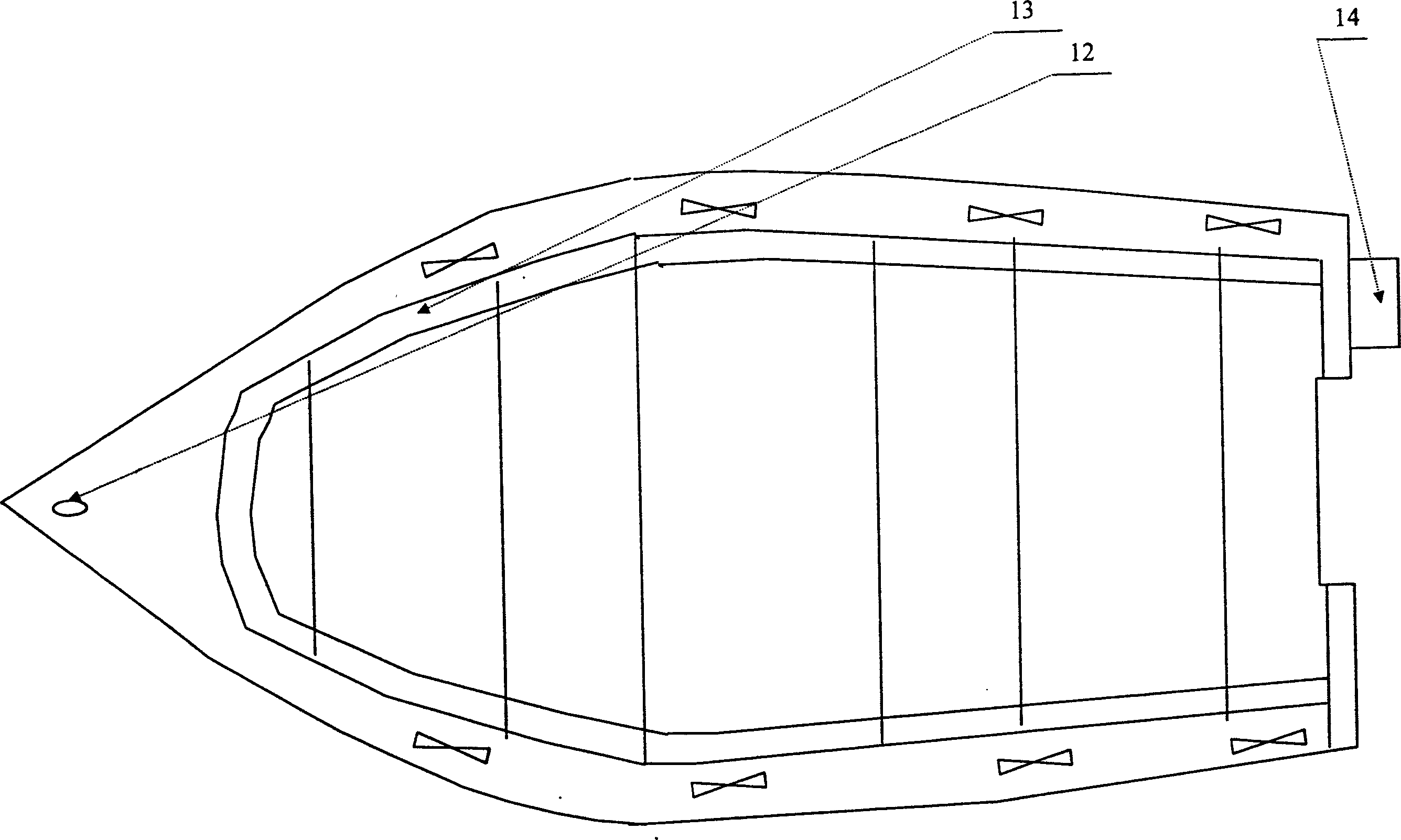 V-type multi-stage profile double float slide motorboat