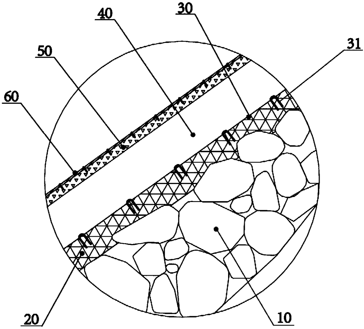 Macadam slope vegetation recovery structure and construction method