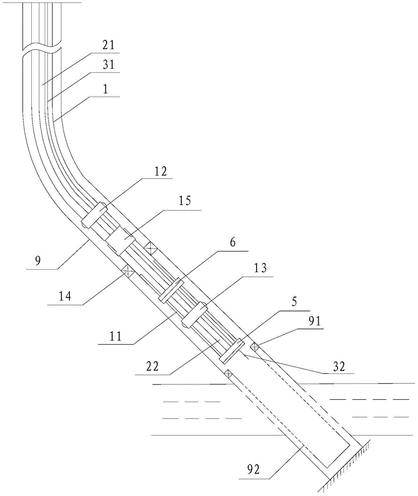 Deviated well in-situ combustion continuous-tube electric ignition tubular column and ignition method