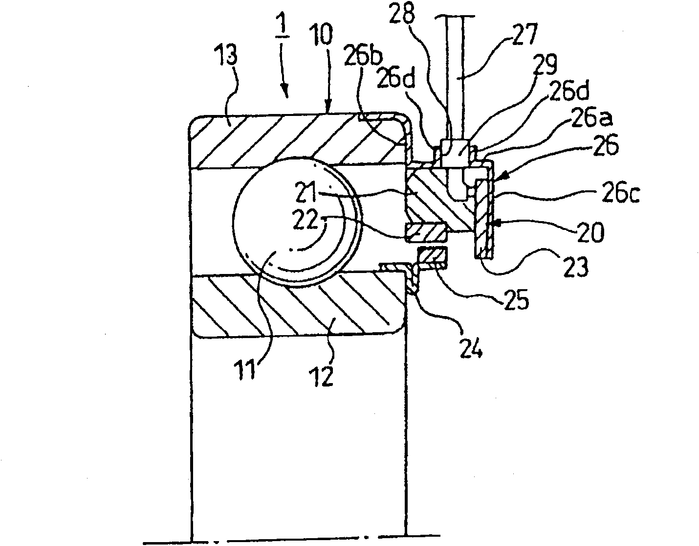 Bearing device with sensor and rolling bearing with sensor