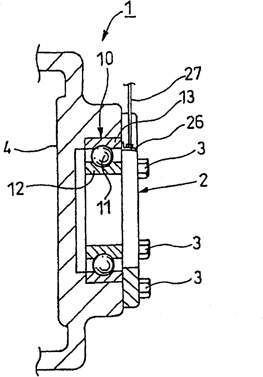 Bearing device with sensor and rolling bearing with sensor