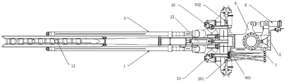 Ditching device for underwater cable laying and underwater cable laying method