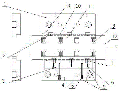 Self-adaption material width determination device for progressive die