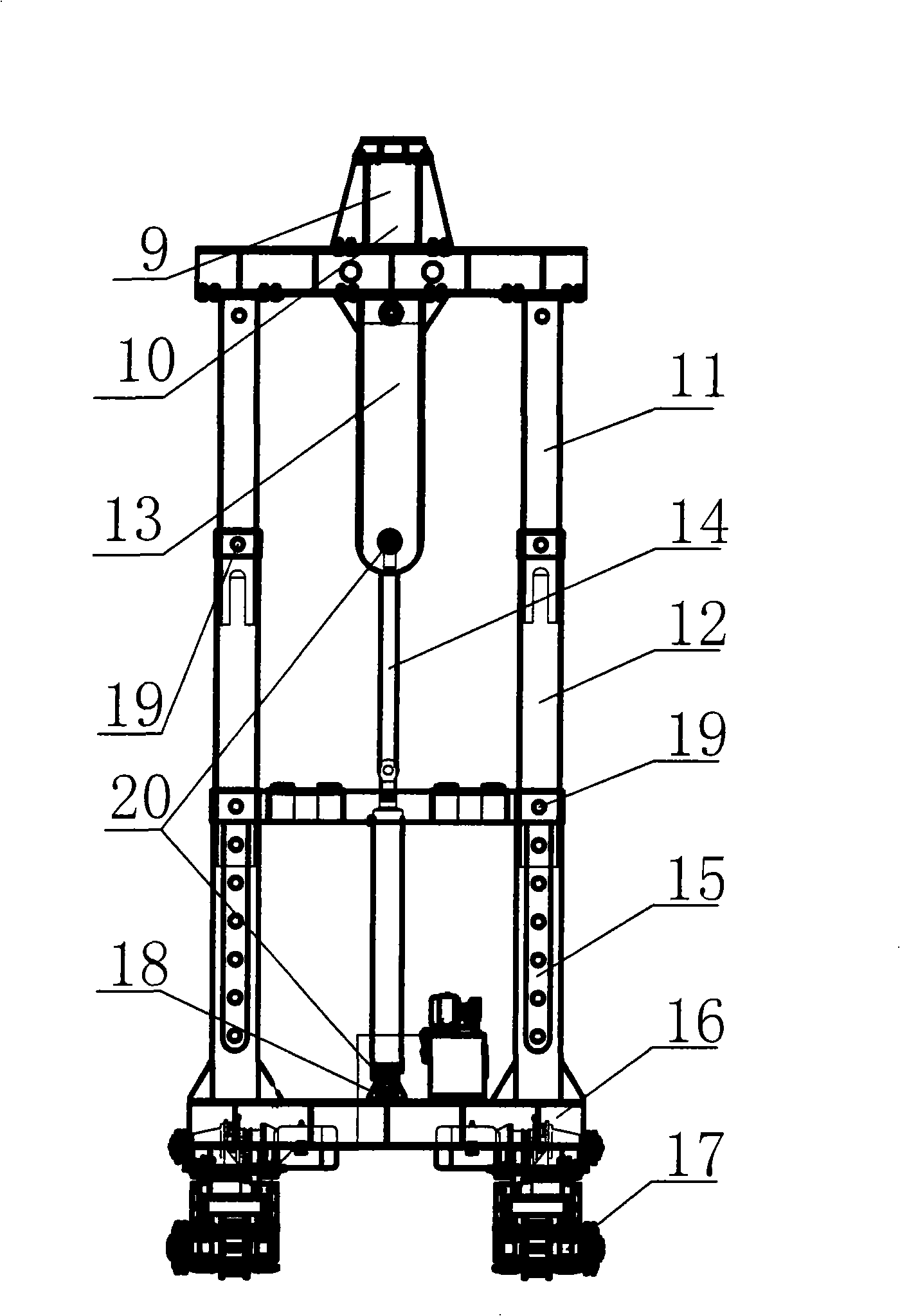 Erecting machine of bridge span for road and railway