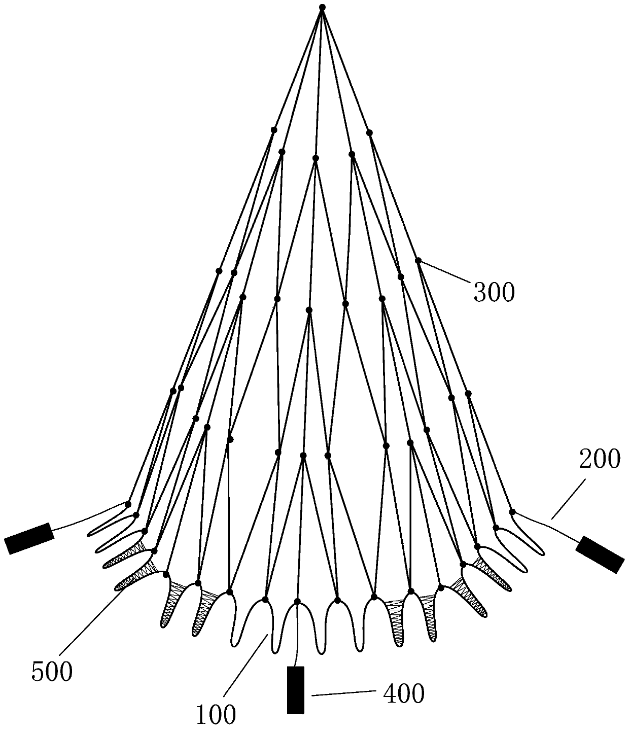 Space rope net based on constant force tearing belt