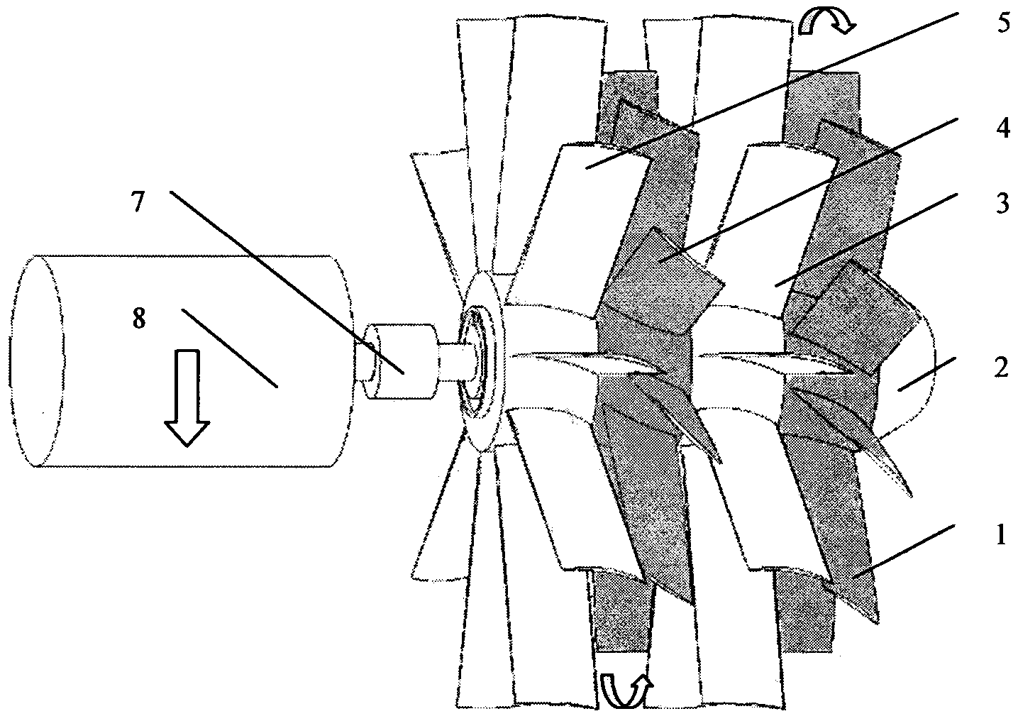 Novel counter-rotating fan