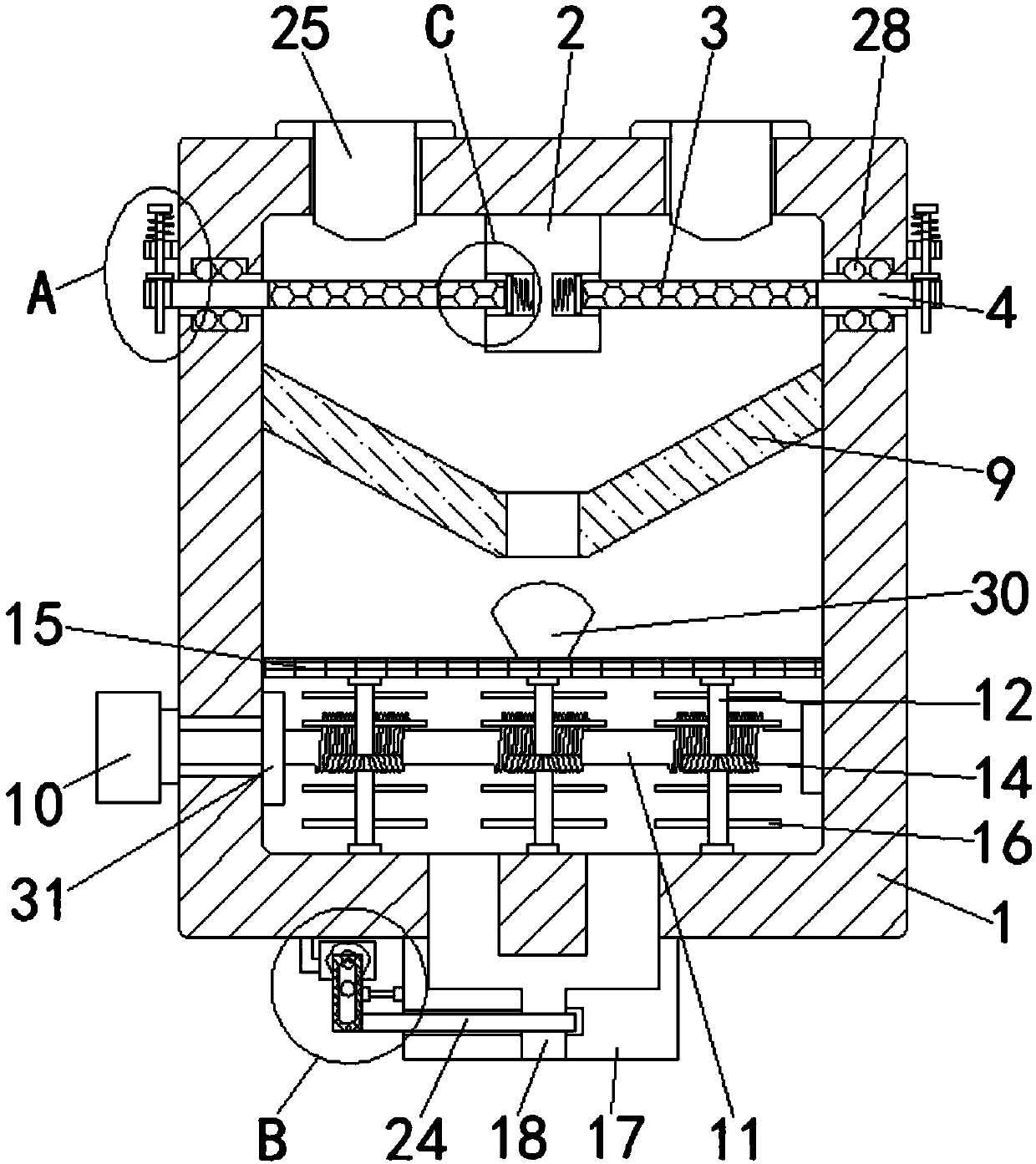 Stirring and mixing device for chemical cleaning liquor