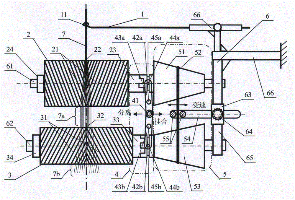 Twin-roll differential type two-stage splitting yarn unfolding device, spinning method and application of twin-roll differential type two-stage splitting yarn unfolding device