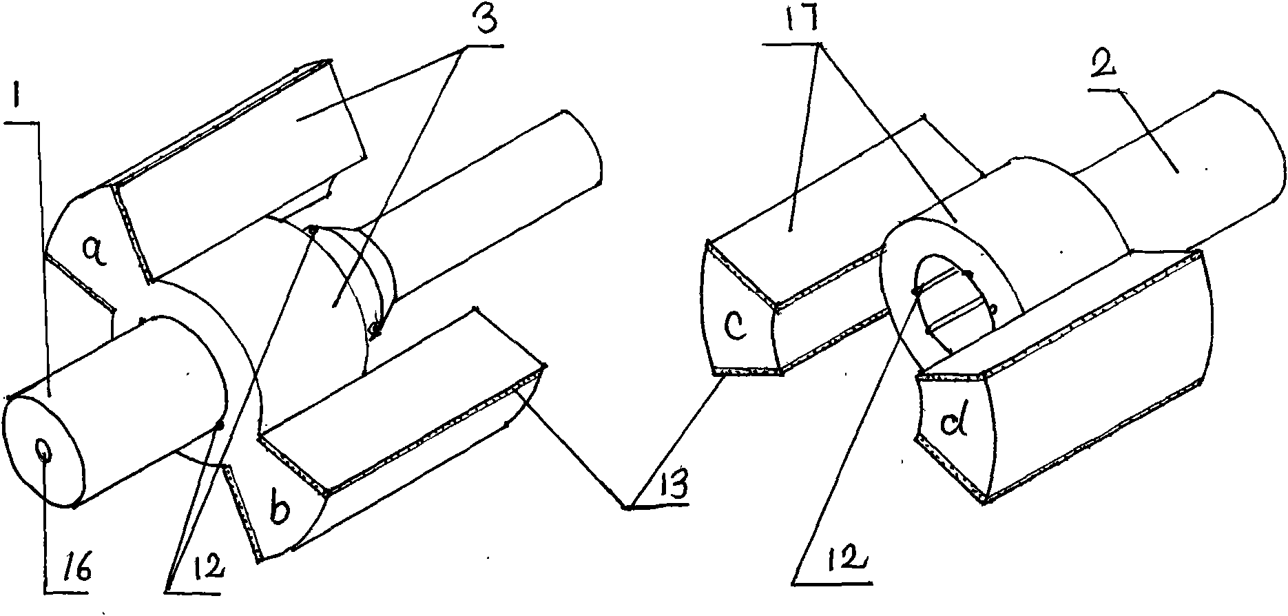 Double-rotation four-cycle piston type double-shaft internal combustion engine, pressure flow driver and pump