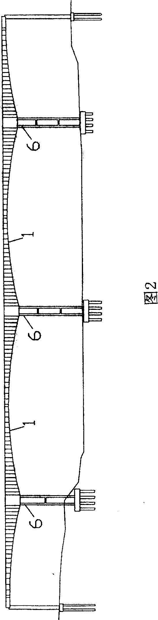 Built-in oblique leg rigid-frame prestress concrete variable cross-section box girder bridge and construction method thereof