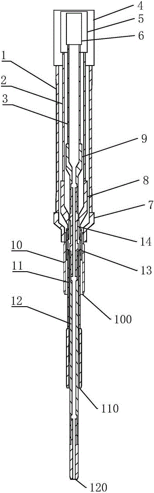 Three-layer tubing string separated injection device