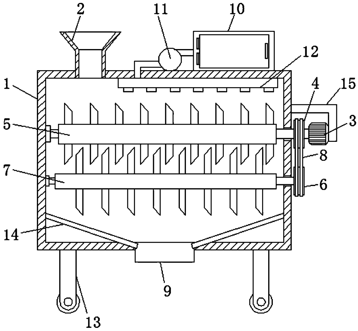 Efficient agricultural straw stalk smashing device