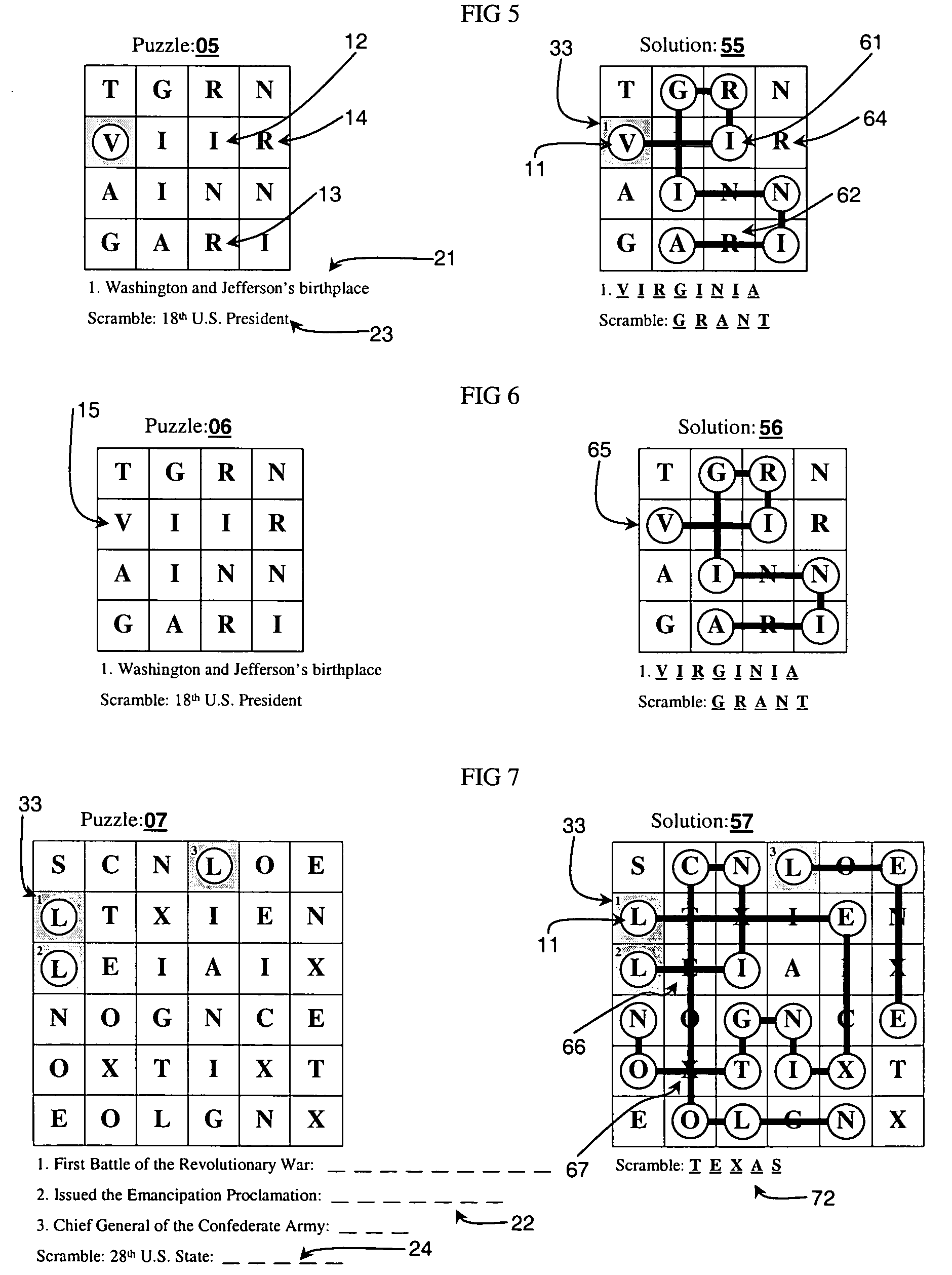 Integrated word-search, word-link, trivia puzzle and word-scramble