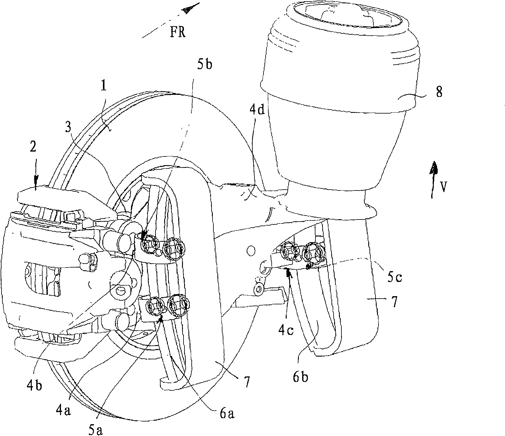 Independent wheel suspension of a two-track vehicle