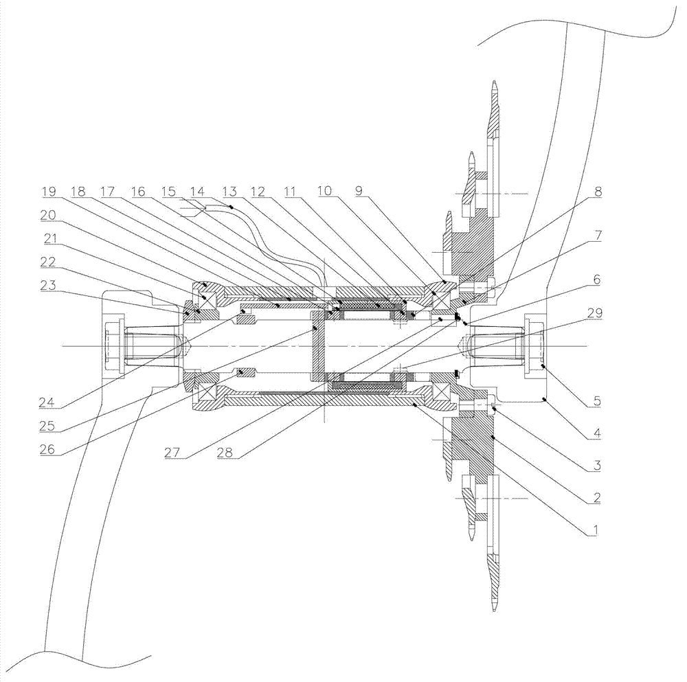 Central-shaft torque sensing device for electric bicycle