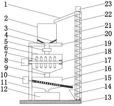 Feed crushing device for poultry farming device