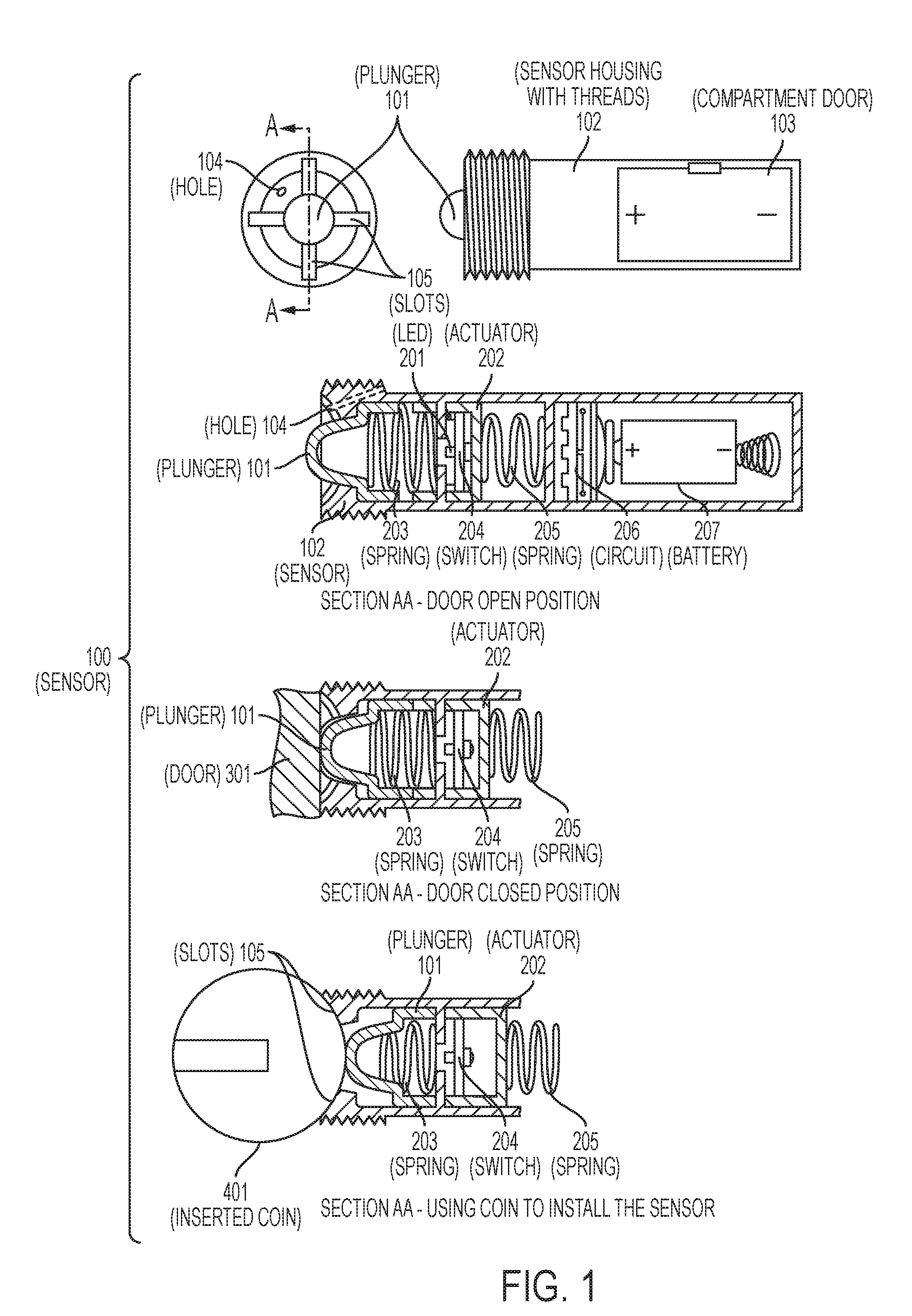 Adjustable building entry sensor