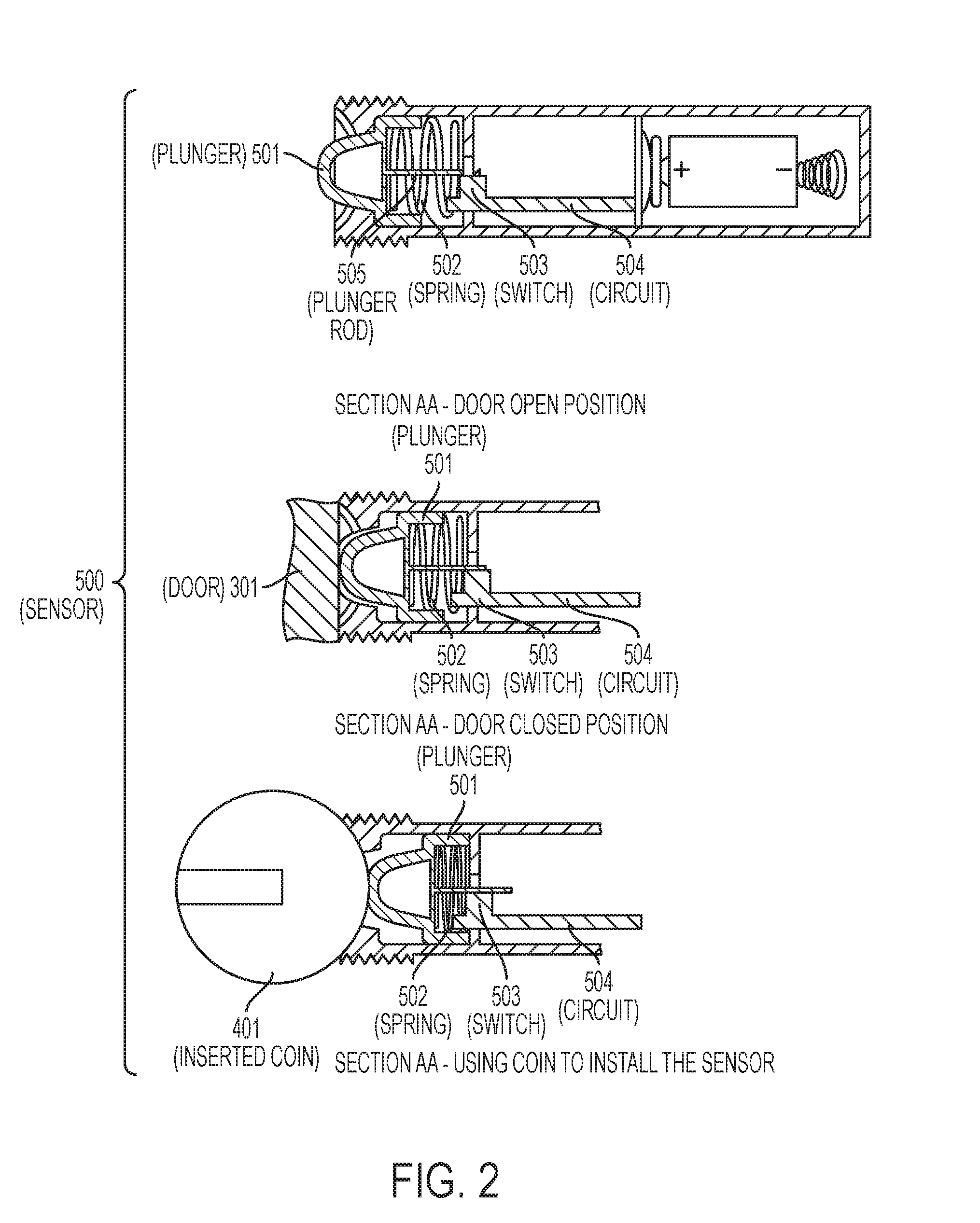 Adjustable building entry sensor