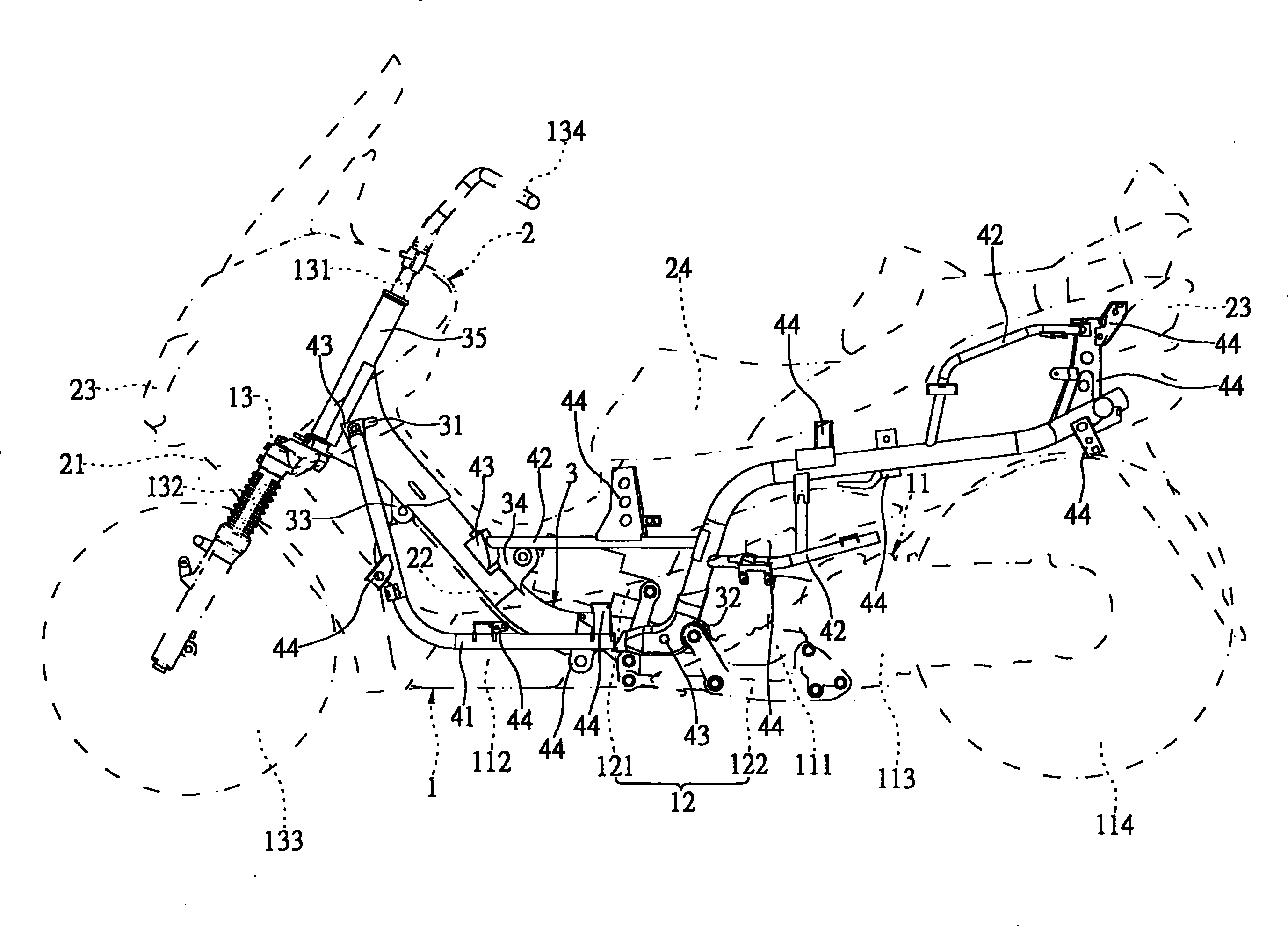 Bicycle frame structure for automatic bicycle