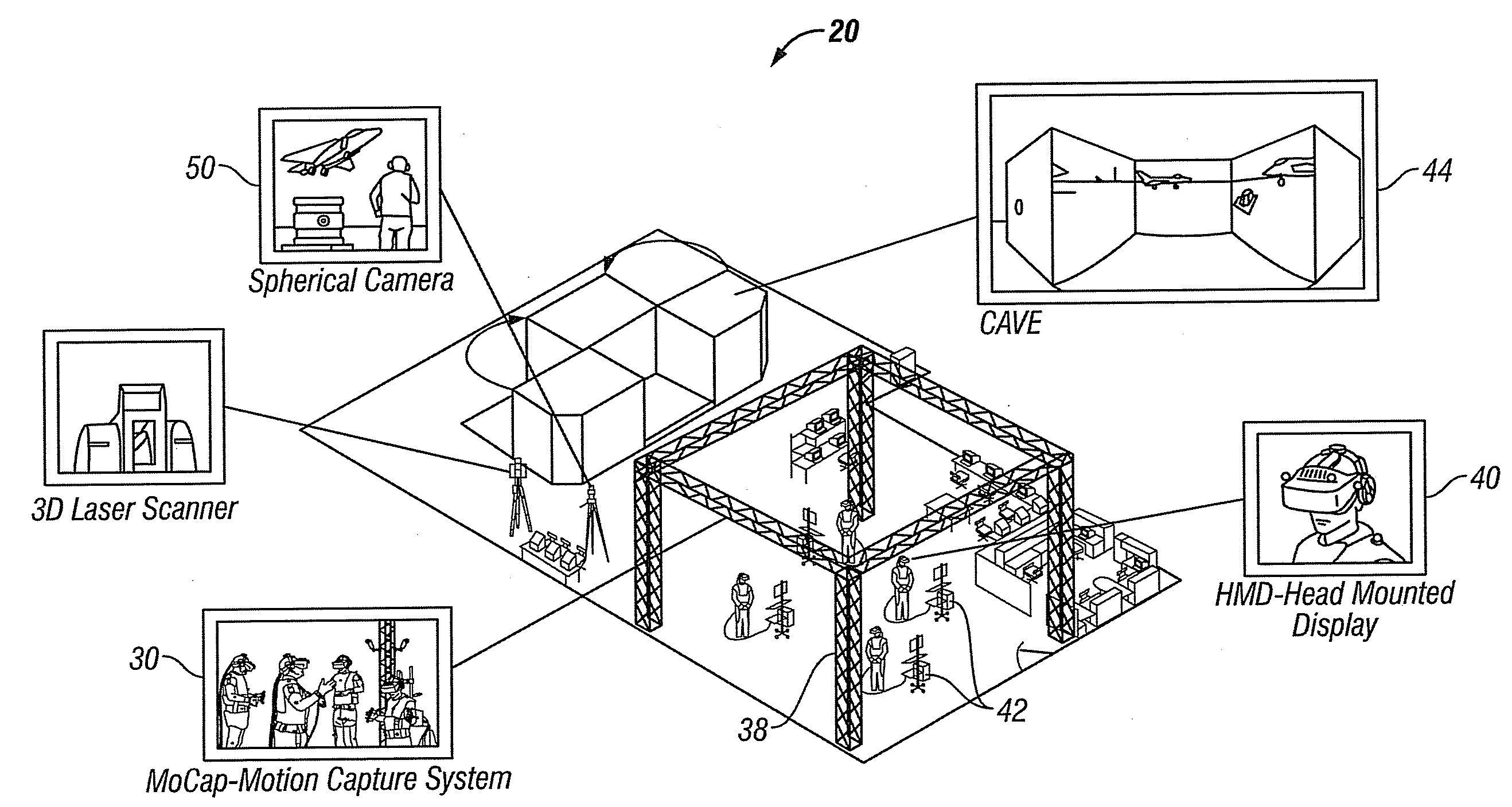 Immersive Collaborative Environment Using Motion Capture, Head Mounted Display, and Cave