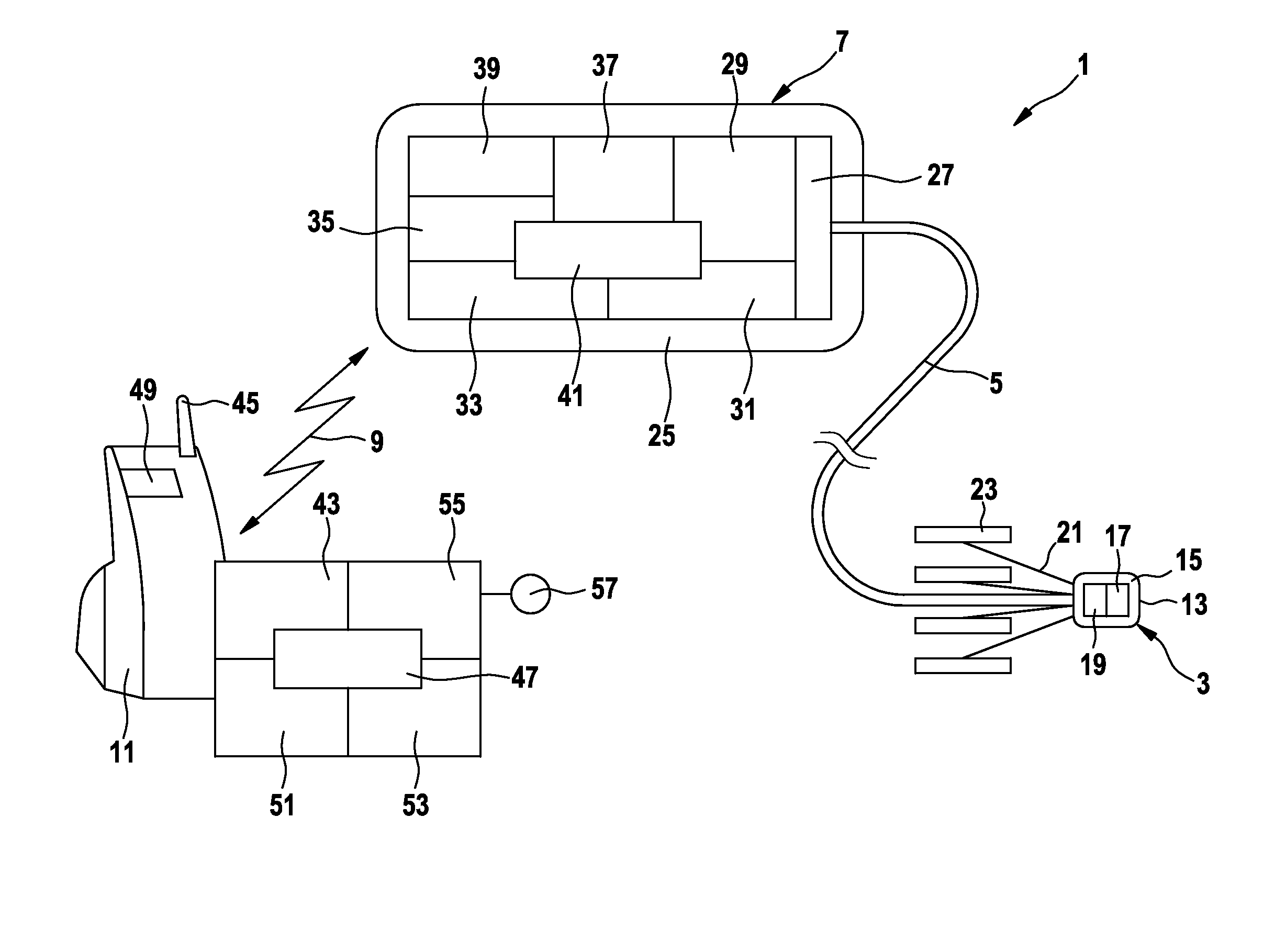 Implantable pressure measuring unit and configuration for internal pressure measurement in a blood vessel