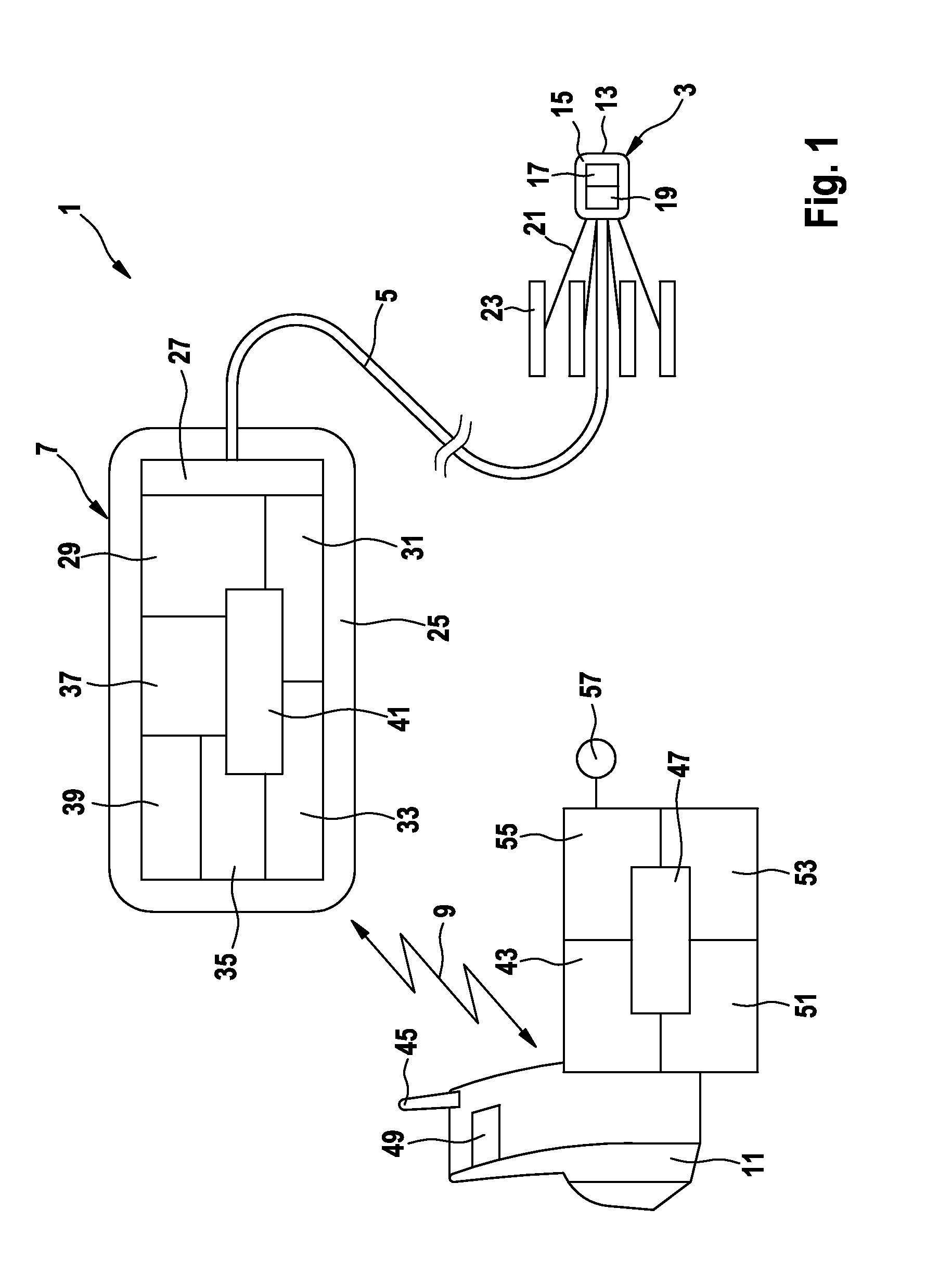 Implantable pressure measuring unit and configuration for internal pressure measurement in a blood vessel